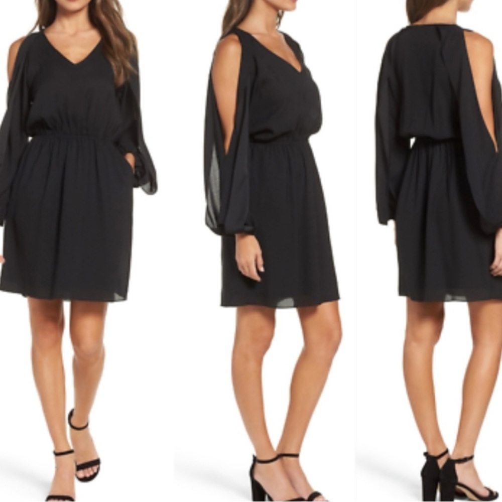 Sans Souci Black Cold Shoulder Dress